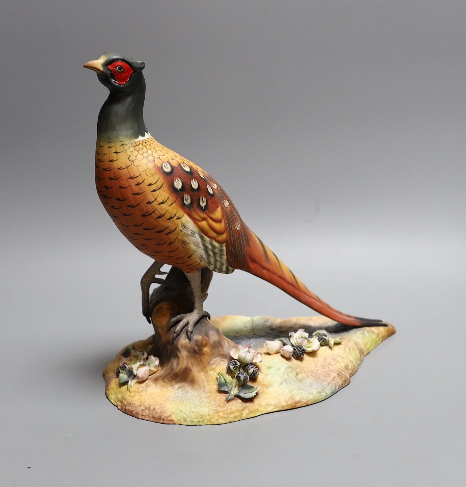 A large Royal Crown Derby pheasant, cased, 28cm